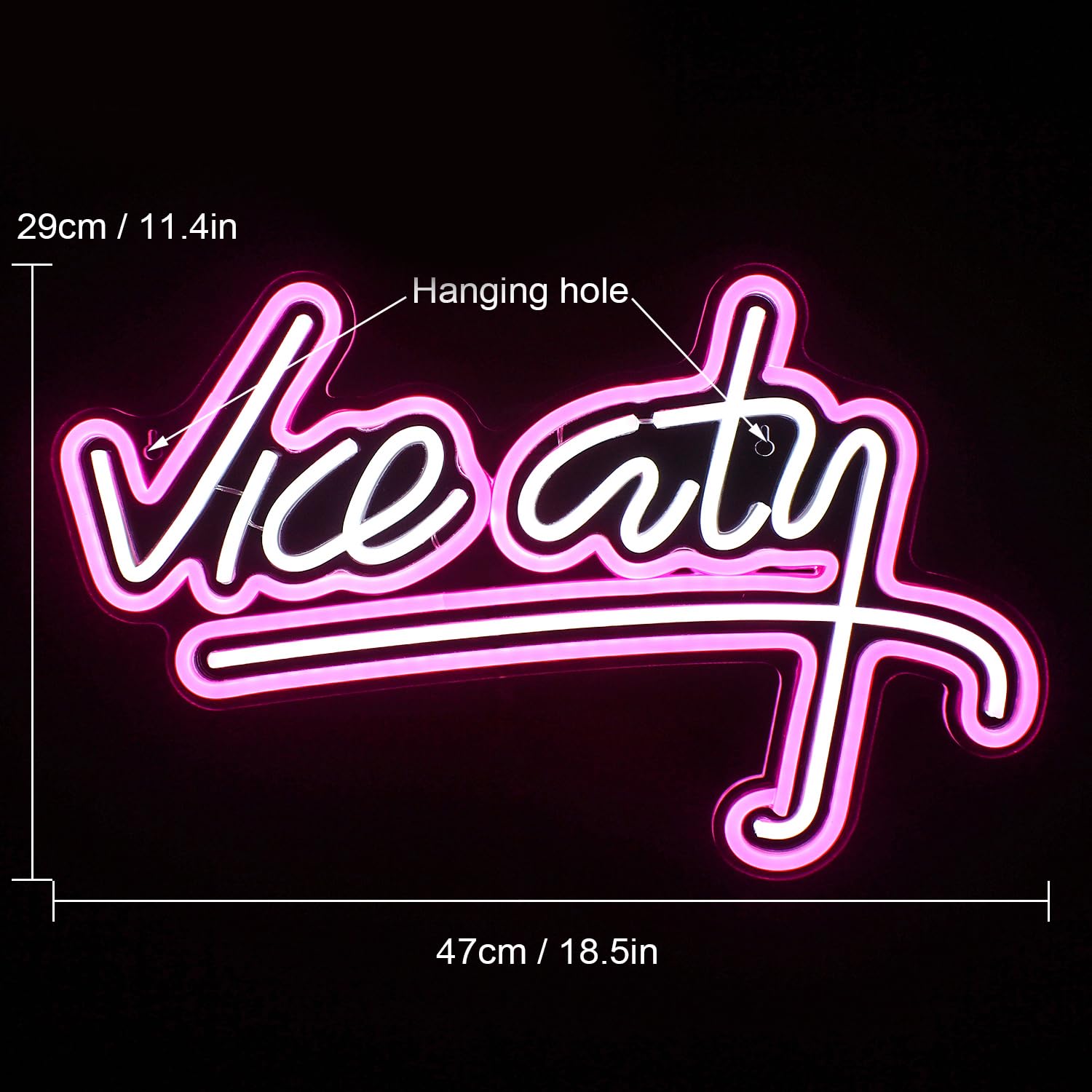 wanxing Vice City Neon Sign Pink White Led Sign for Bedroom Wall