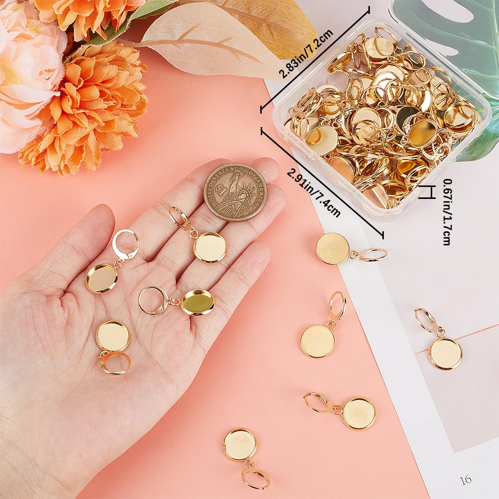 Beebeecraft - Kit Da 30 Pezzi Per Creare Orecchini A Bottone, Castoni Piatti Rotondi In Ottone Placcato Oro 24K Con Perno E Dado, Per Gioielli Fai Da Te - 2