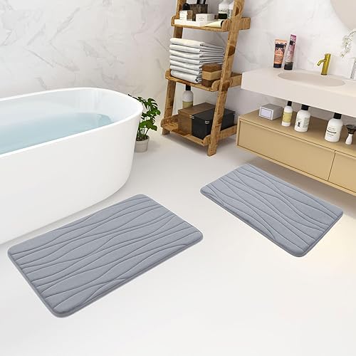 Miniatura 73 de Buganda - Alfombra de baño de espuma viscoelástica 24x16, tapetes de baño extra suaves y absorbentes, antideslizantes y lavables a máquina para el
