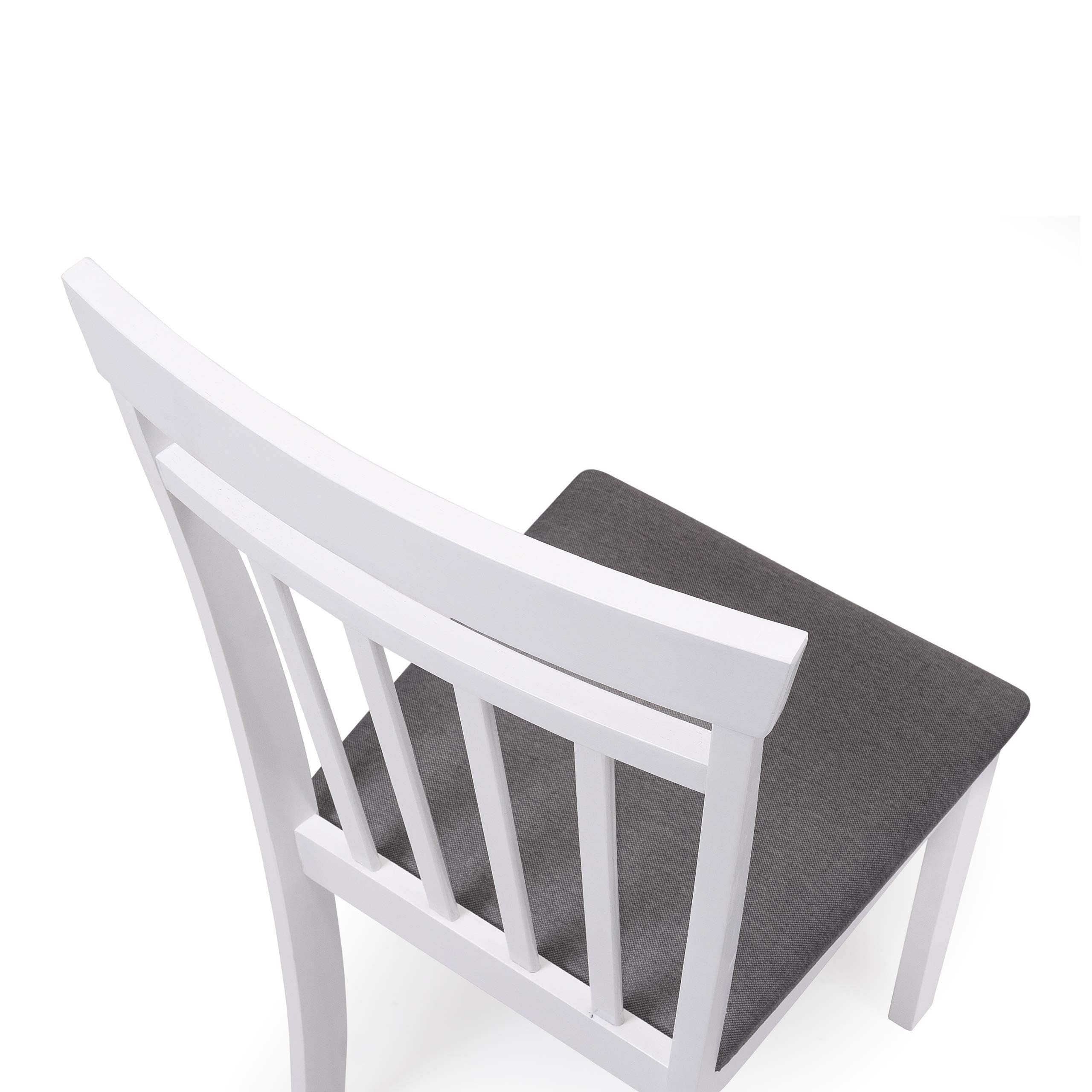 Homely | Pack 2 sillas Comedor Kansas | Estructura Madera lacada | Asiento Tela tapizado Gris | diseño Moderno, Sencillo | sillas para Comedor, salón, Cocina | Color Blanco