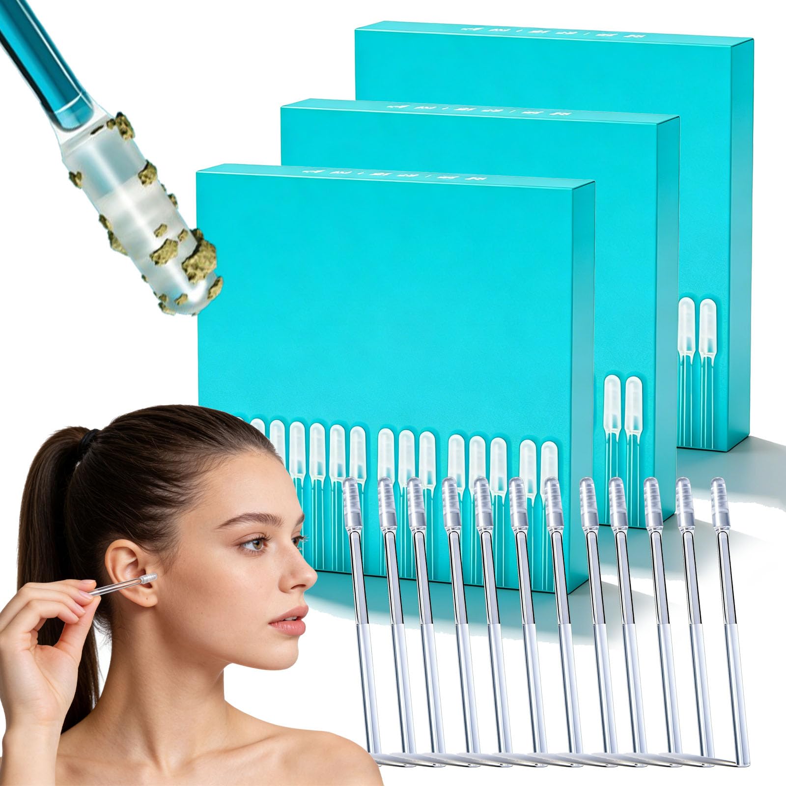 Sticky Ear Cleaning Stick Sticky Ear Cleaners for Adults Gentle Visible Ear Care 48PCS Reusable Earwax Removal Adhesive