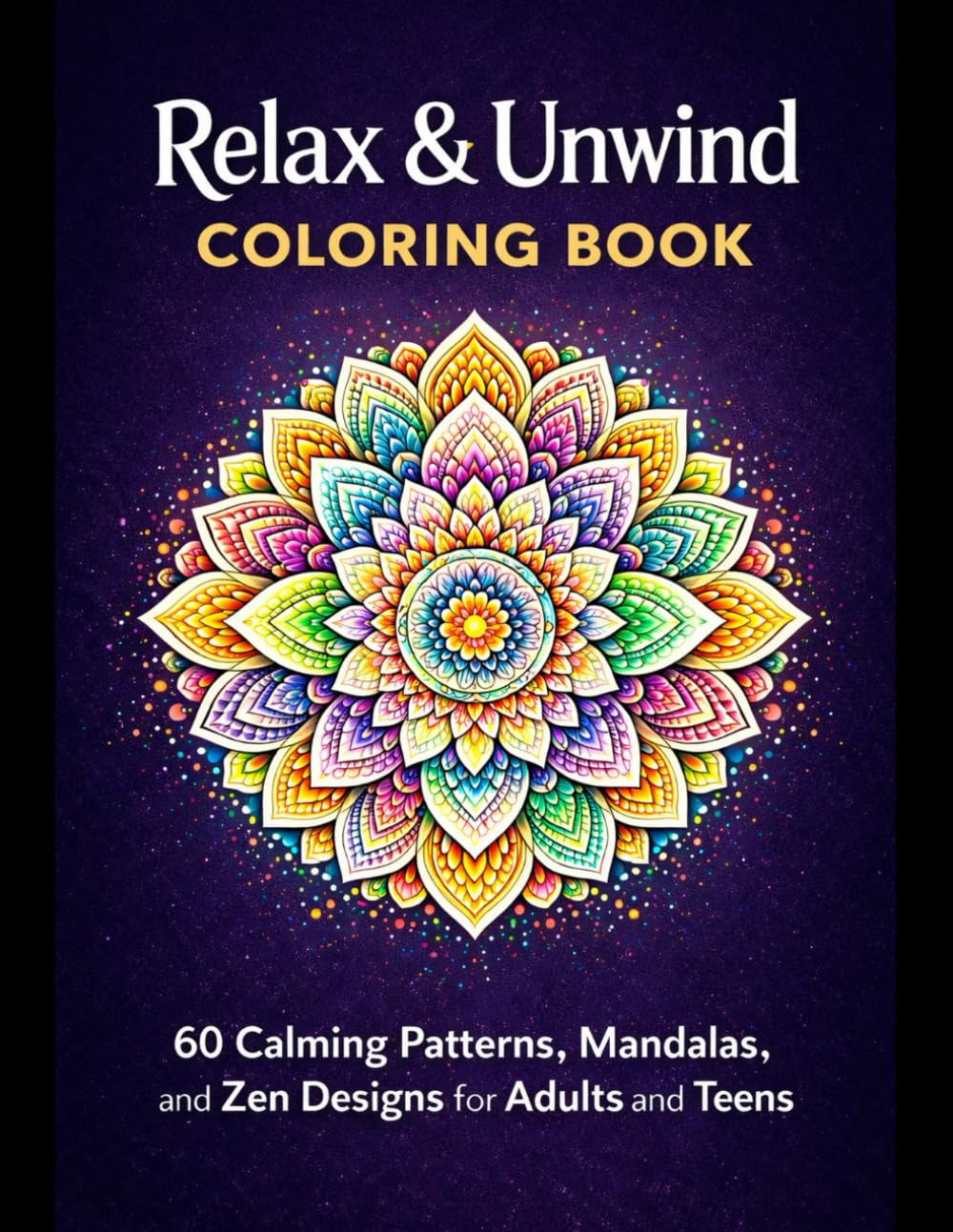 Relax & Unwind Coloring Book: 60 Calming Patterns, Mandalas, and Zen Designs for Adults and Teens