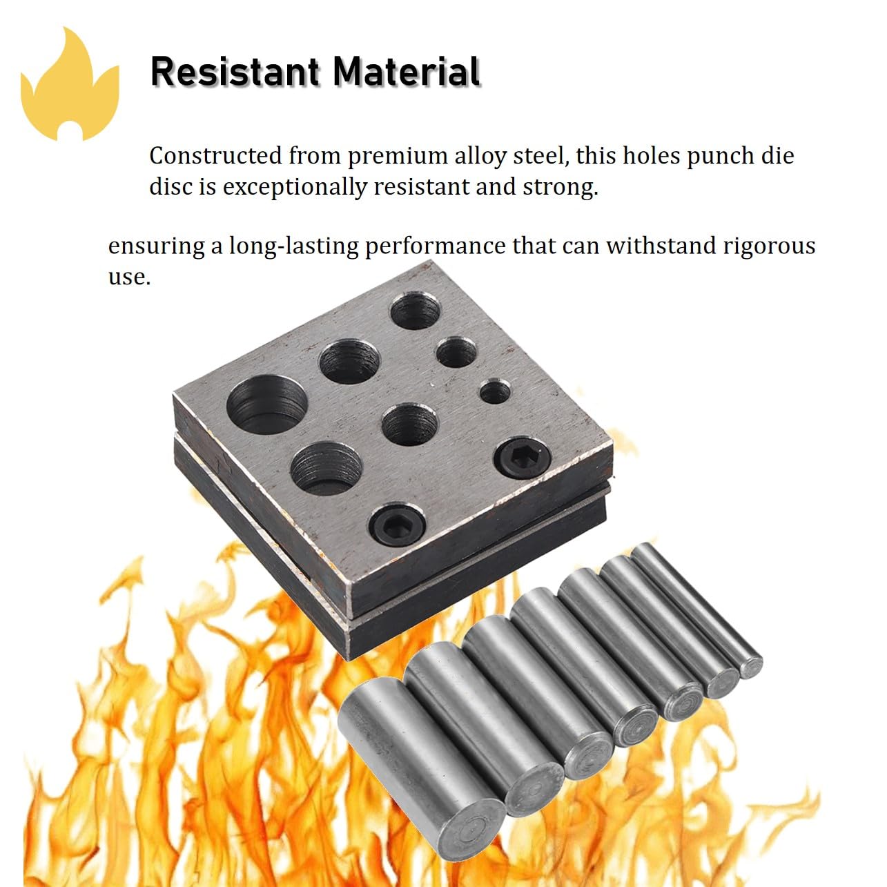 Punch and Die Set for Steel, 7 Holes Irregular Alloy Steel Round Punching Tool Set, Disc Punch Jewelry Making Tools for DIY Craft