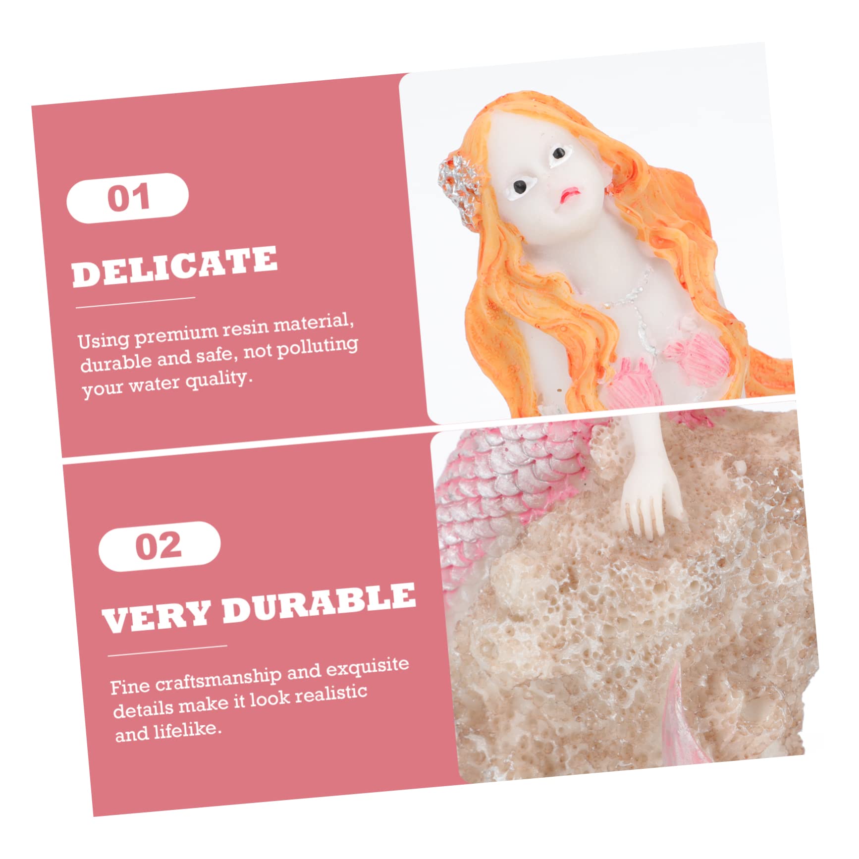 Cabilock 2 Pezzi decorazione sirena ornamento arredamento decorazione dell'acquario accessori per acquari fornitura acquario paesaggio del serbatoio di pesce resina rosa