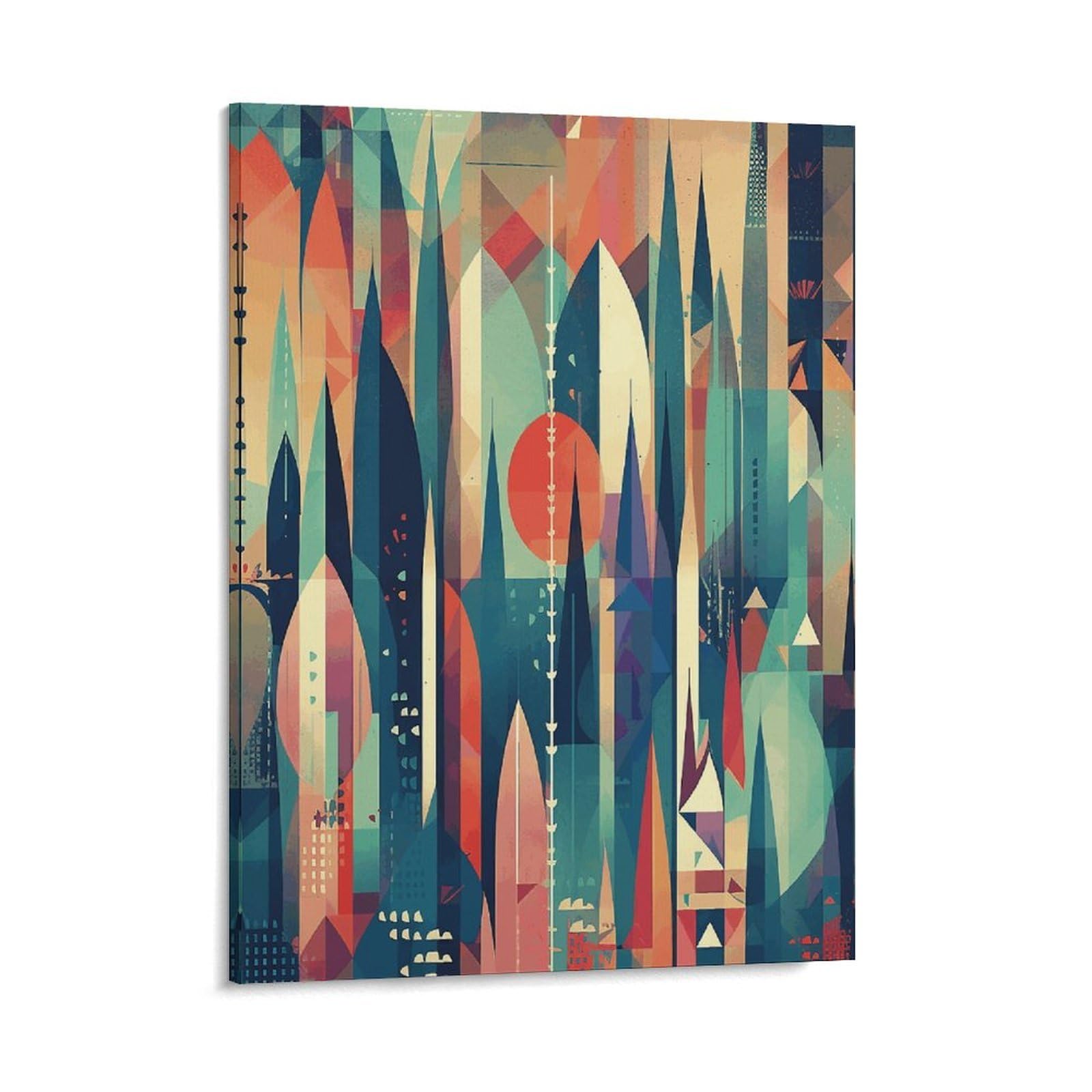 Assorted Colorful Shapes Wall Art for Home, Abstract Canvas Framed Painting for Living Room, Portable Poster Print for Wall Decor, Personalized Artwork Picture for Hallway, Bedroom 16x20inch(41x51cm)