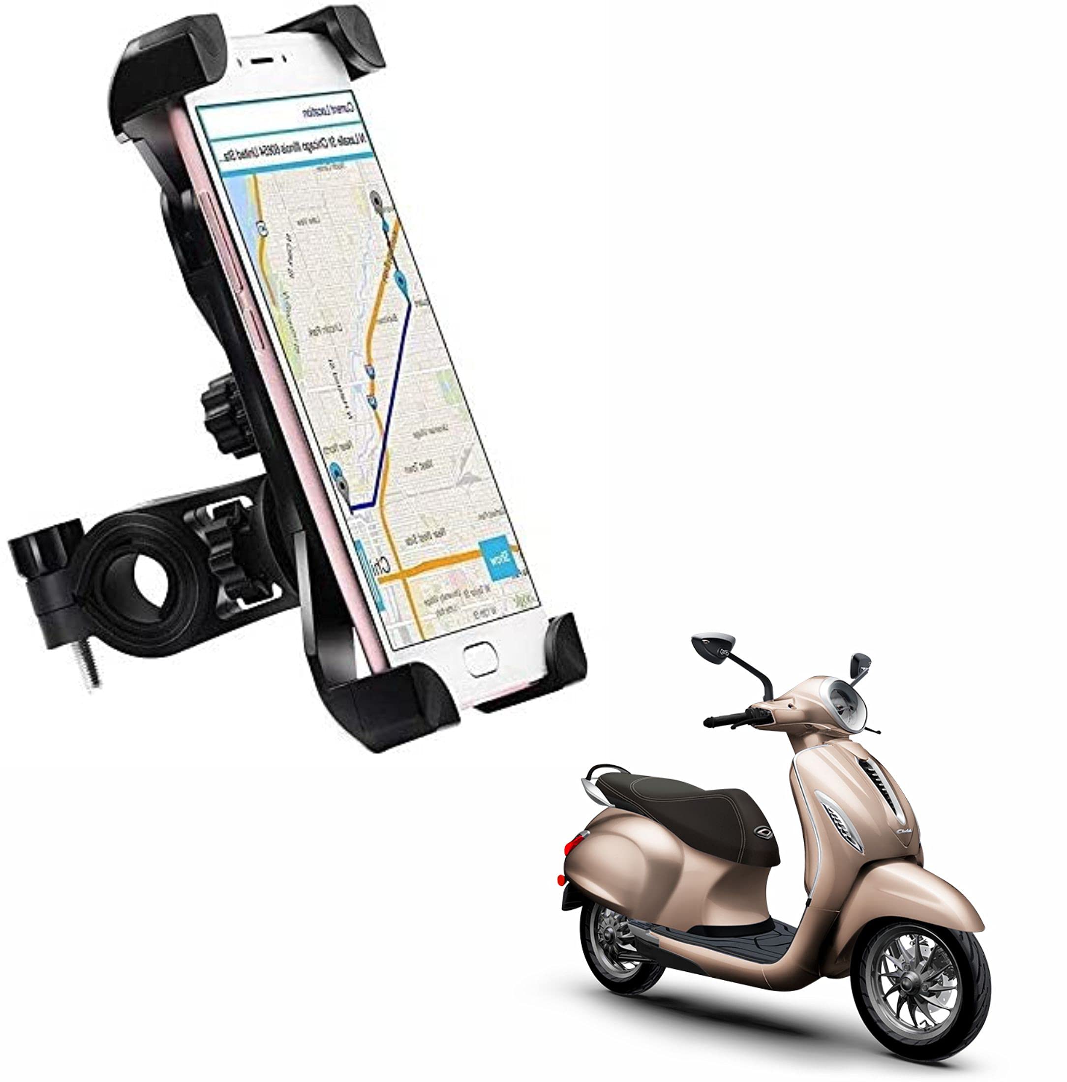Miwings Bike Phone Mount Anti Shake and Stable Cradle Clamp with 360° Rotation Bike Phone Holder for Aprilia SR 160 (1 PCs, Black)-image-35