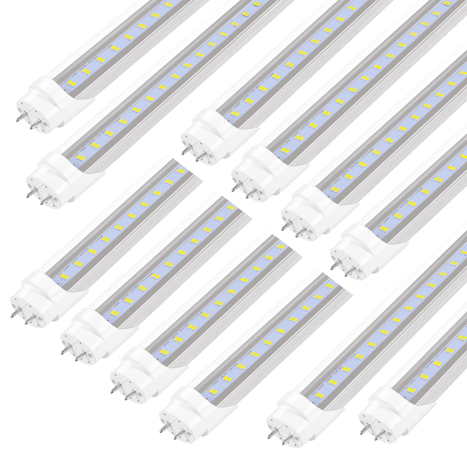 Fluorescent Light Bulbs 48 inch,T8 LED Bulbs 4 Foot Type A+B,24W 3200LM 6500K Clear Cover Super Bright,Single and Double End Powered,T8 T10 T12 Fluorescent Bulbs Replacemen(12-Pack)