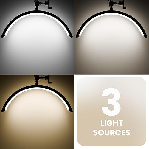 Miniatura 5 de Luz LED ajustable de media luna de 3000 lúmenes con abrazadera y lámpara de tareas, iluminación brillante y regulable para oficina, manualidades,