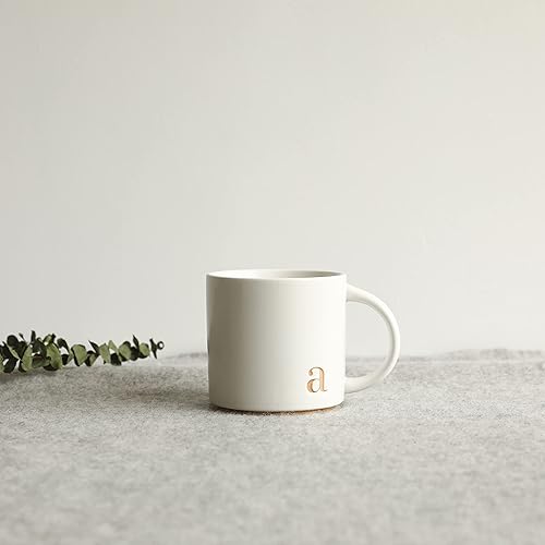 Miniatura 7 de COLLECTIVE HOME - Tazas de cerámica con monograma, tazas de café con inicial dorada de 15 onzas, elegantes tazas de té del alfabeto, elegante taza