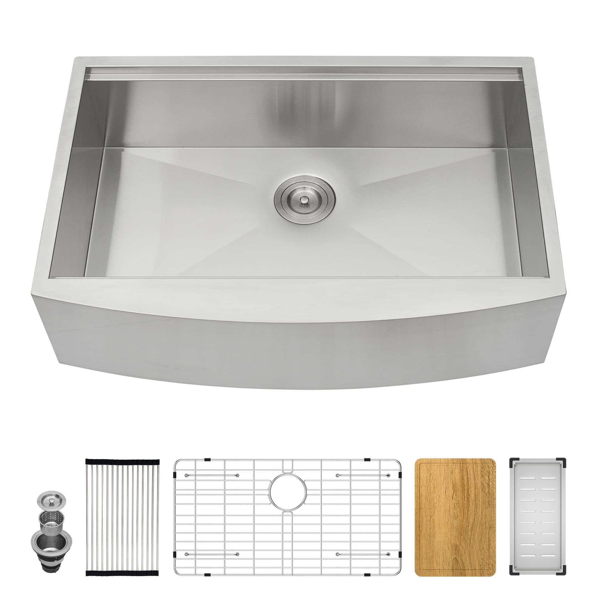 30 Farmhouse Undermount Sink - 30x22 Apron Front Kitchen Sinks Workstation Ledge Stainless Steel 18 Gauge Farmer Sink With Cutting Board