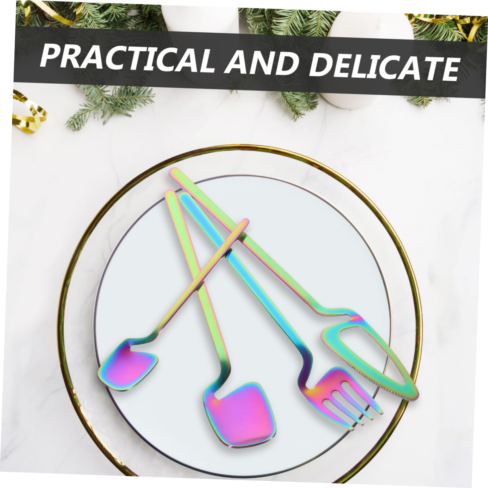 Ciieeo Juego De 8 Cubiertos De Acero Inoxidable Cucharas Cubiertos De Mesa Tenedores De Cocina Reutilizables Utensilios Agitador Tenedor De Postre Cuchara Para Mezclar Cuchara De