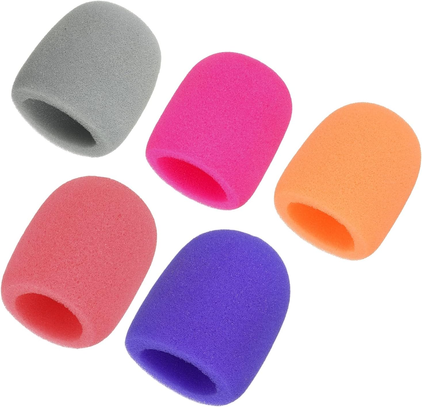 Foam Microphone Windscreen, Mic Cover Handheld Microphone Windscreen Cover Filter - Fitting for (KTV Broadcasting Recording Studio), 5 Pack & 3" & Orange/Gray/Purple/Pink/Rose Red