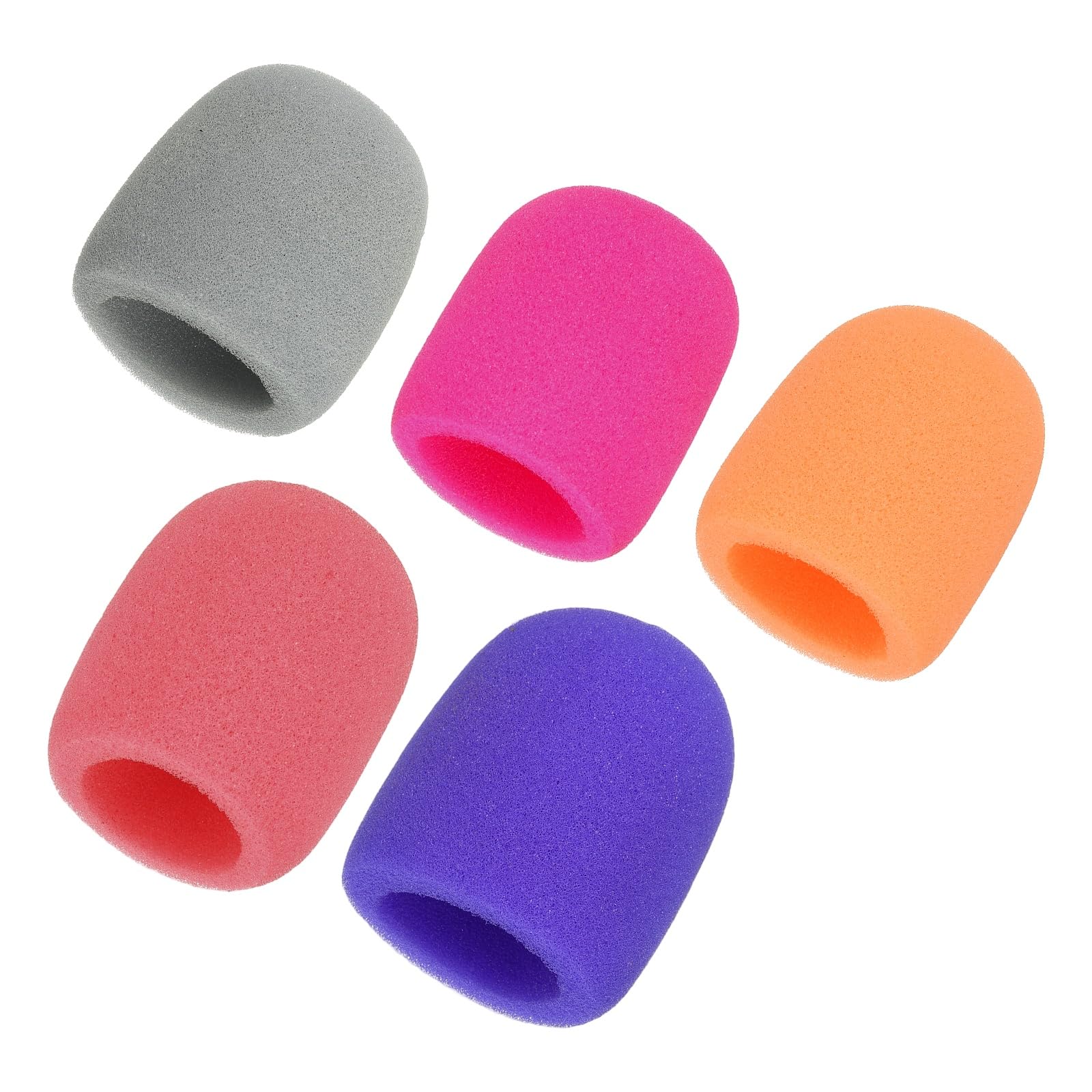 Foam Microphone Windscreen, Mic Cover Handheld Microphone Windscreen Cover Filter - Fitting for (KTV Broadcasting Recording Studio), 5 Pack & 3" & Orange/Gray/Purple/Pink/Rose Red
