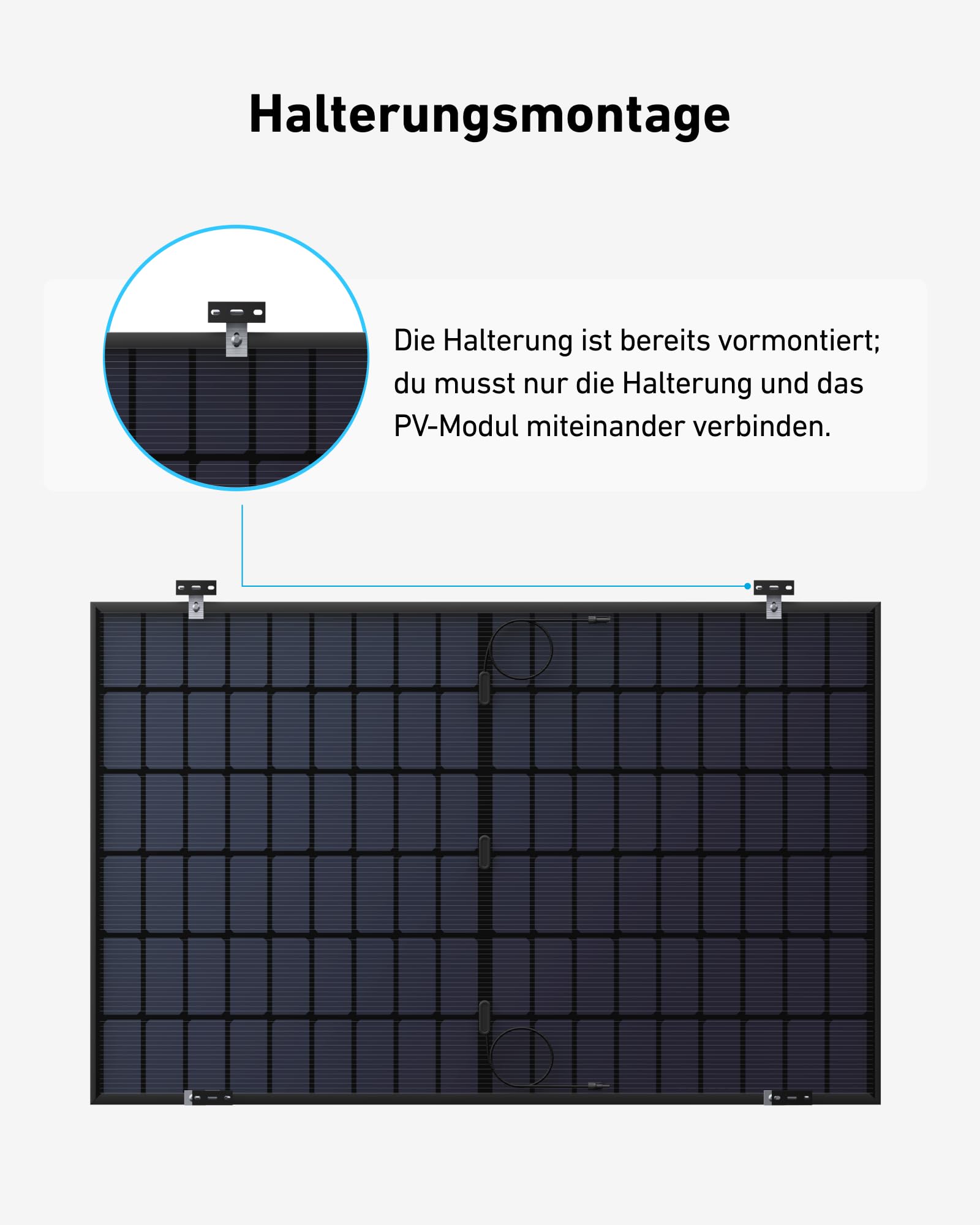 Anker SOLIX Solarmodul-Wandhalterung, 2-Panel, verstellbare Länge und Neigung (15°-30°), Aluminiumlegierung, wetterfest und robust, Silber, Solarmodul-Halterung für Balkonkraftwerke
