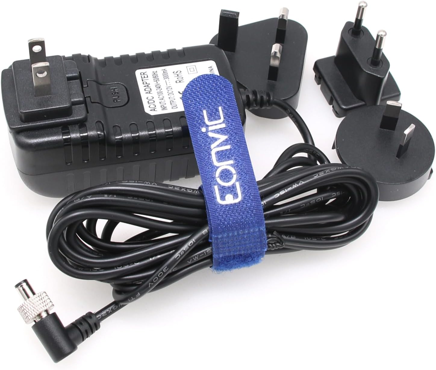 Eonvic Locking DC Right Angle 12V 3A AC Power Adapter for Hollyland Mars 400s SmallHD 702 Touch Monitor Atomos Ninja V Atomos Shogun Video Devices PIX-E7 PIX-E5