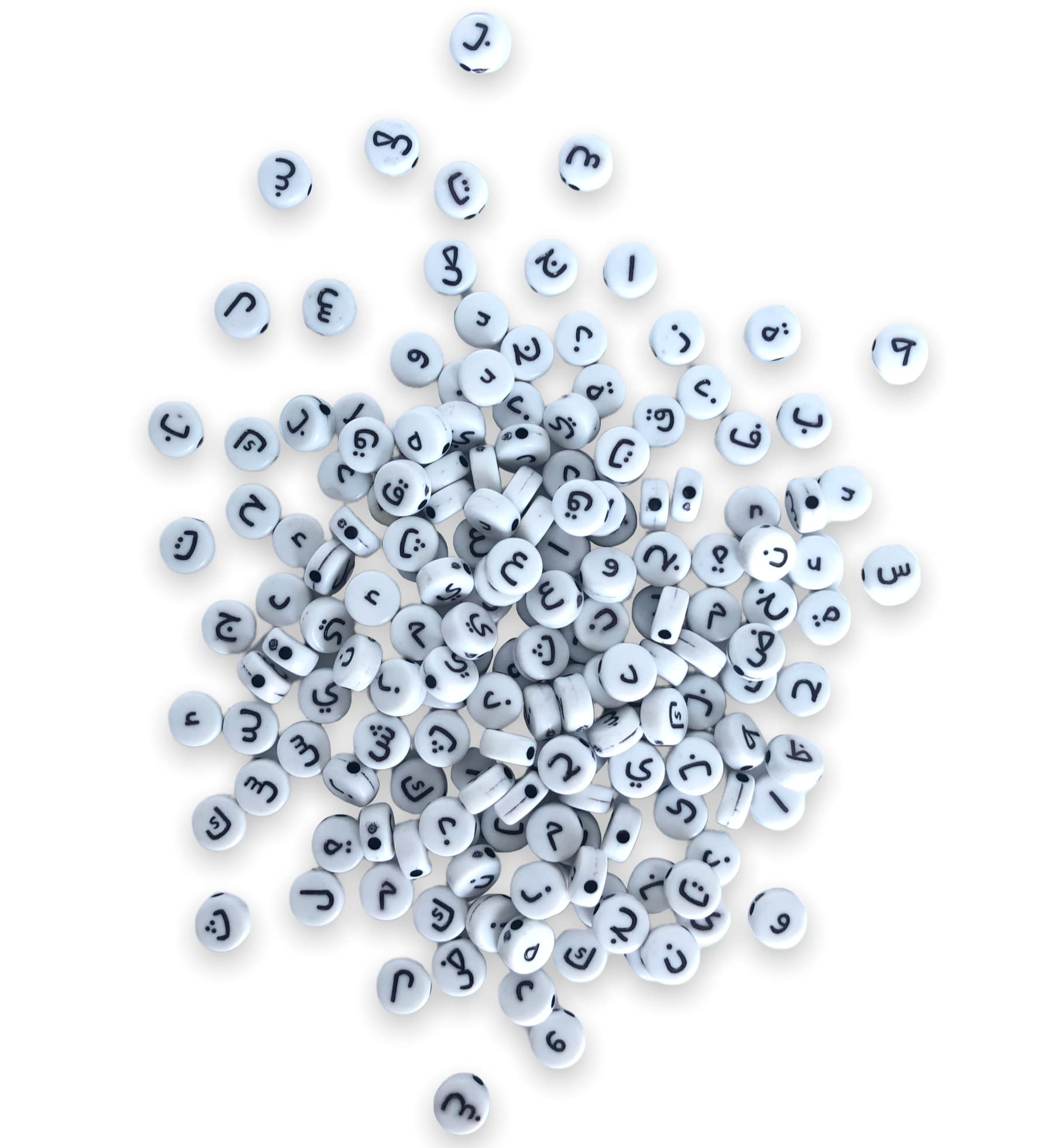 White Acrylic Arabic Alphabet Beads 170pcs for DIY Crafts Bracelet Jewelry Making