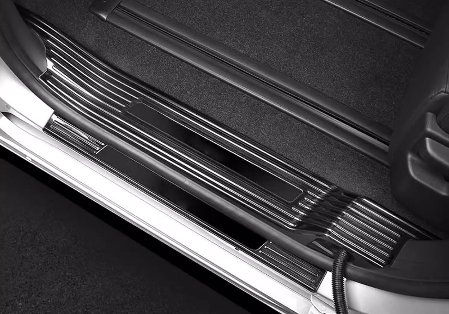 Car Accessories Compatible With Toyota Sienna 2021-2025NOT FIT XSE Door Sill Protector Cover Trims Outside Door Entry Guard Plate Decoration Sticker Stainless Steel 4PCS(Black Brushed Finish)