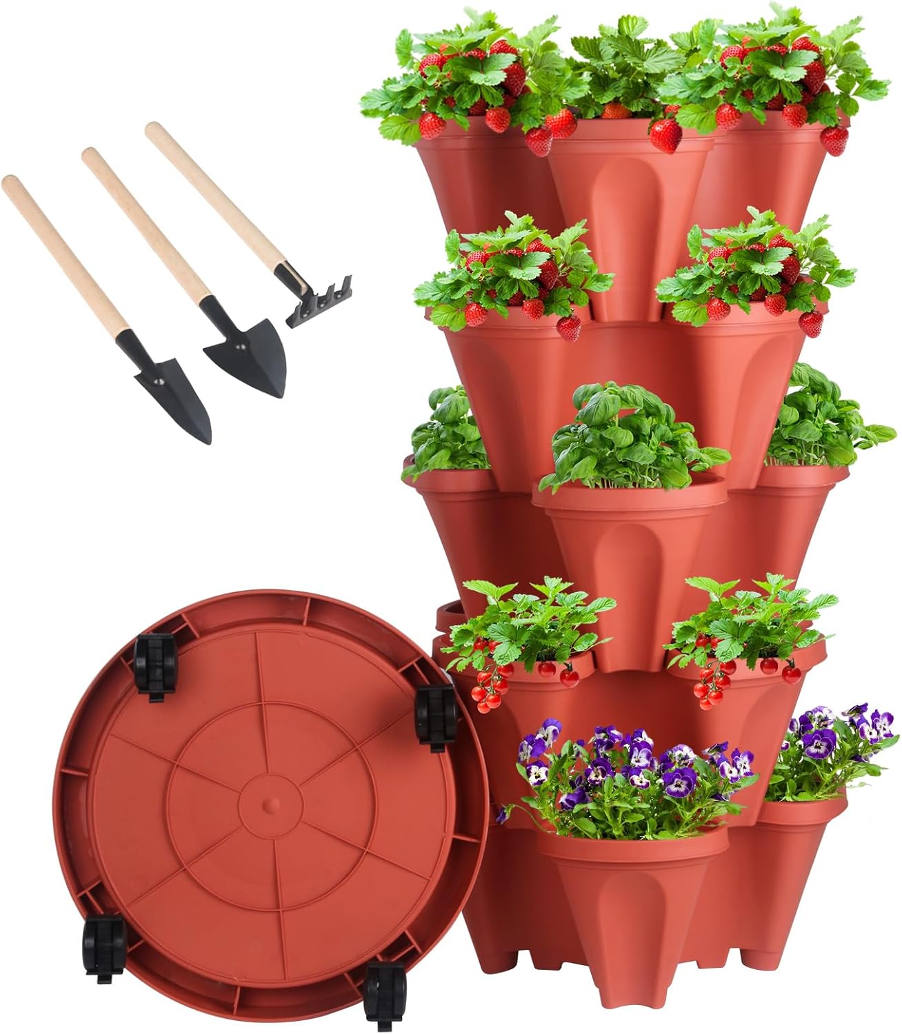 Vertical Planter 5 Tier Stackable Planters Garden Planters Strawberry Herb Flower