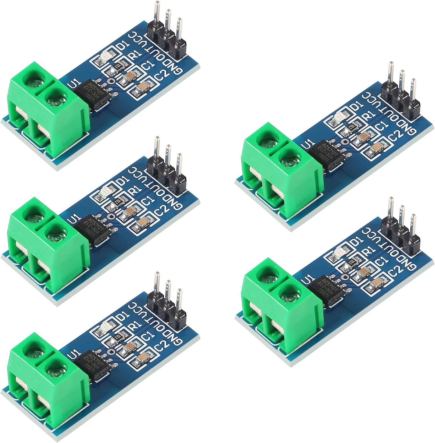 UMLIFE 5pcs ACS712 30A Range Current Sensor Module Detector ACS712ELC 5A 20A 30A Amps Amperage (20A)