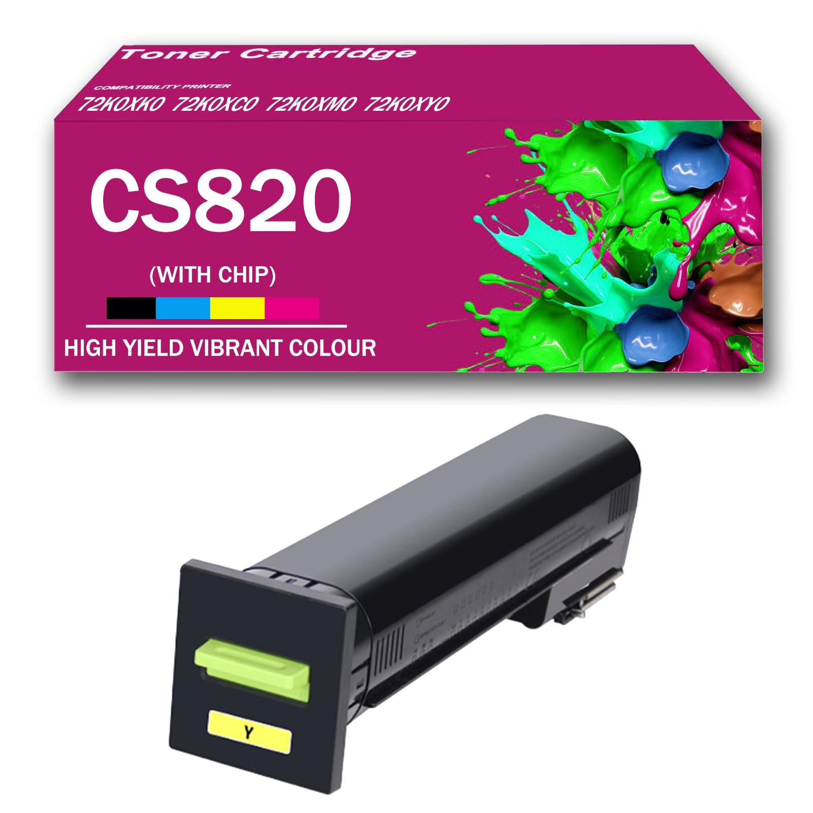 Kasety z tonerem kolorowym CS820 kompatybilne z drukarkami Lexmark CS820de CS820dte CS820dtfe CX820de CX820dtfe CX825de CX825dte CX825dtfe CX860de z chipem,Yellow-Large Yield