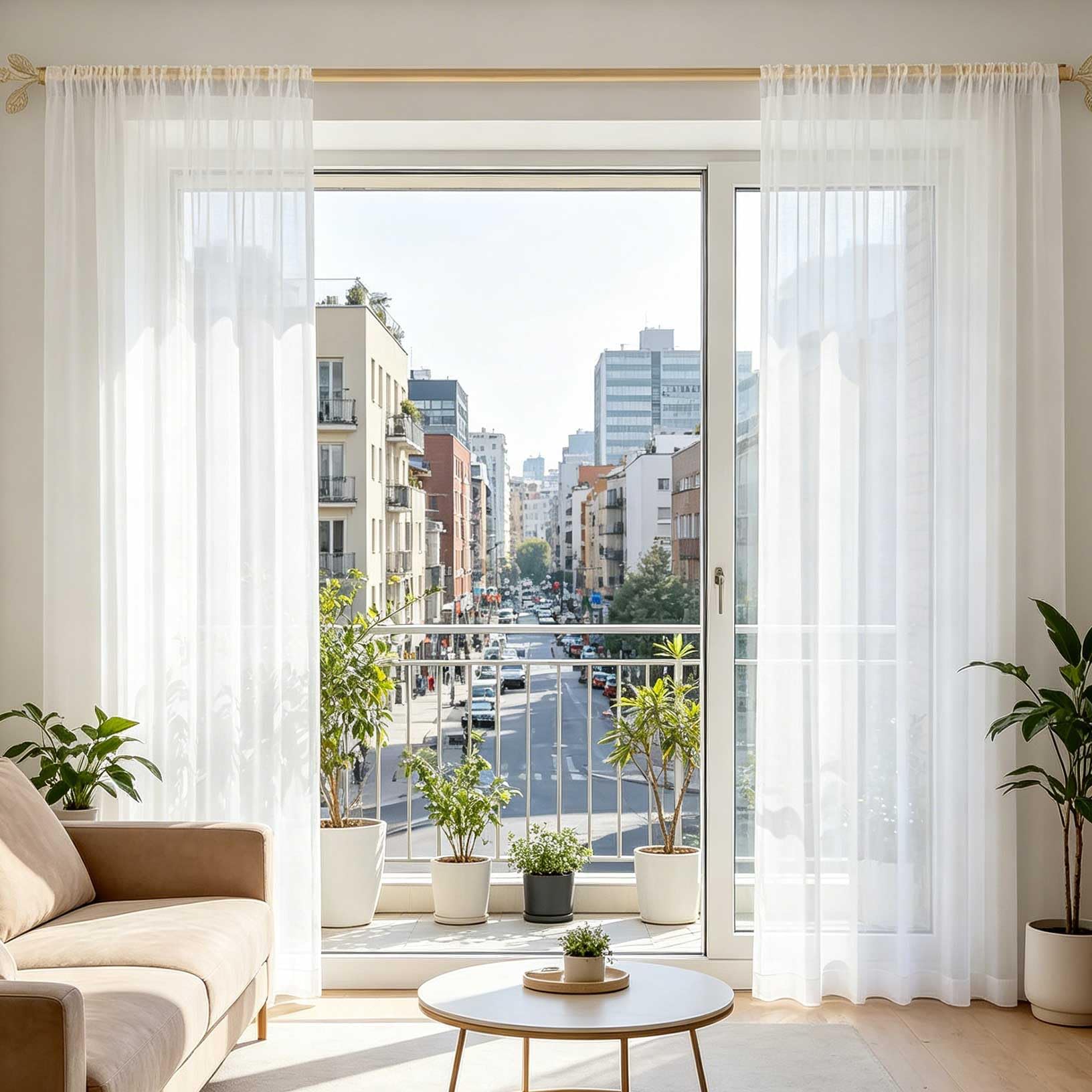 Cortinas translúcidas modernas 100x110 blancas para ventanas de habitación