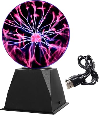 Gresus Novelty Toy 6 Inch Magic Plasma Ball - Touch & Sound Sensitive Interactive USB Powered Plasma Nebula Sphere Globe, Science Educational Gift for Decorations/Parties/Bedroom