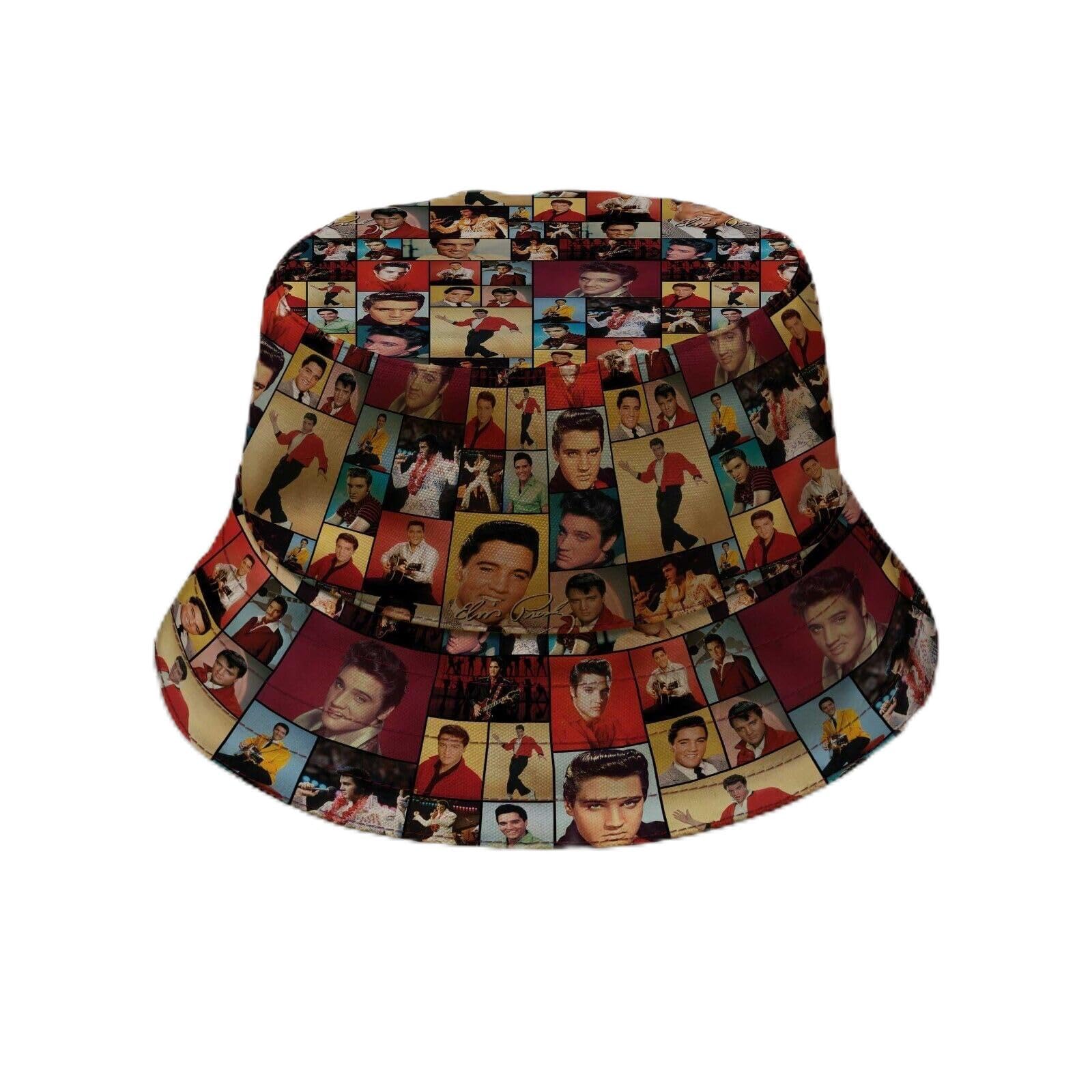 Elvis Montage - Bucket Hat | King of Rock & Roll | Fashion Sun Cap Packable Outdoor Fisherman Hat for Women and Men (as8, Alpha, x_s) Multicoloured