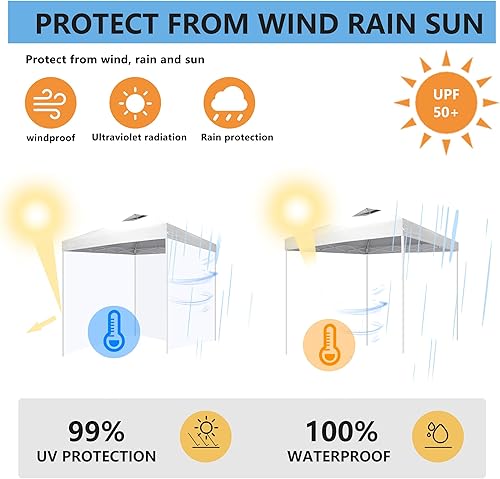 Miniatura 4 de Paredes laterales de tienda de campaña instantáneas para toldo desplegable de 10 x 10, toldo impermeable al aire libre y protección UV, 1 paquete de