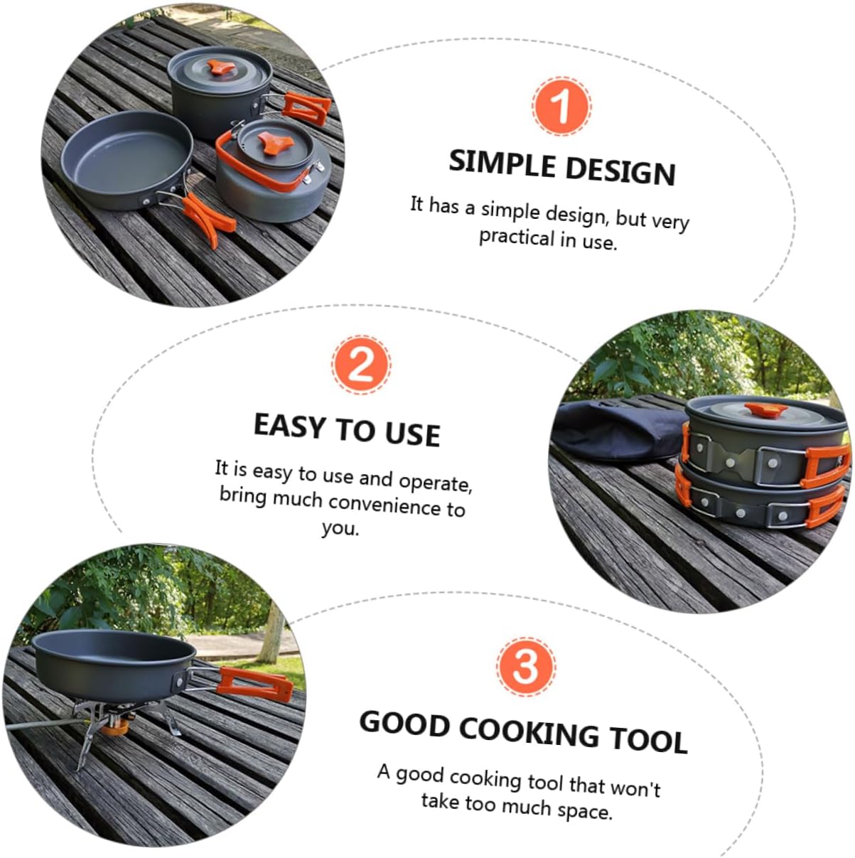 1set Camping Cookware Kit Lightweight Aluminium Alloy Cooking Pot Set for People High Temperature Resistant Portable Kettle for Outdoor Adventures