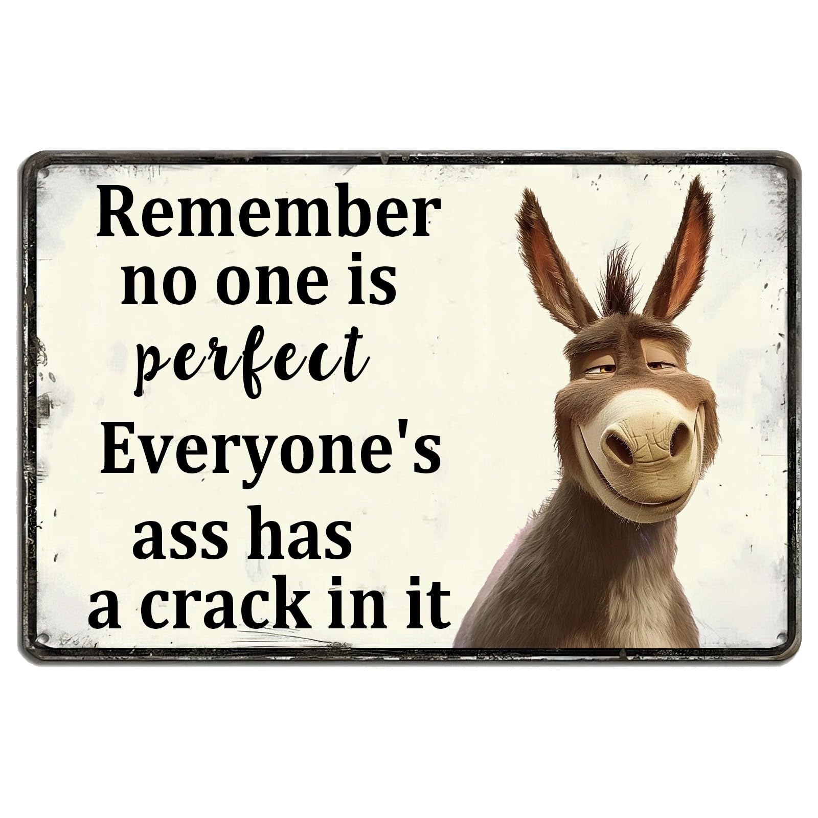 Scvgfdxzs Tin-08 Vintage Metal Sign Remember No One Is Perfect Everyone's Ass Has A Crack In It Metal Posters For Home Bar Bedroom Kitchen Garage Garden Cafe Club Man Cave 12X16 Inch
