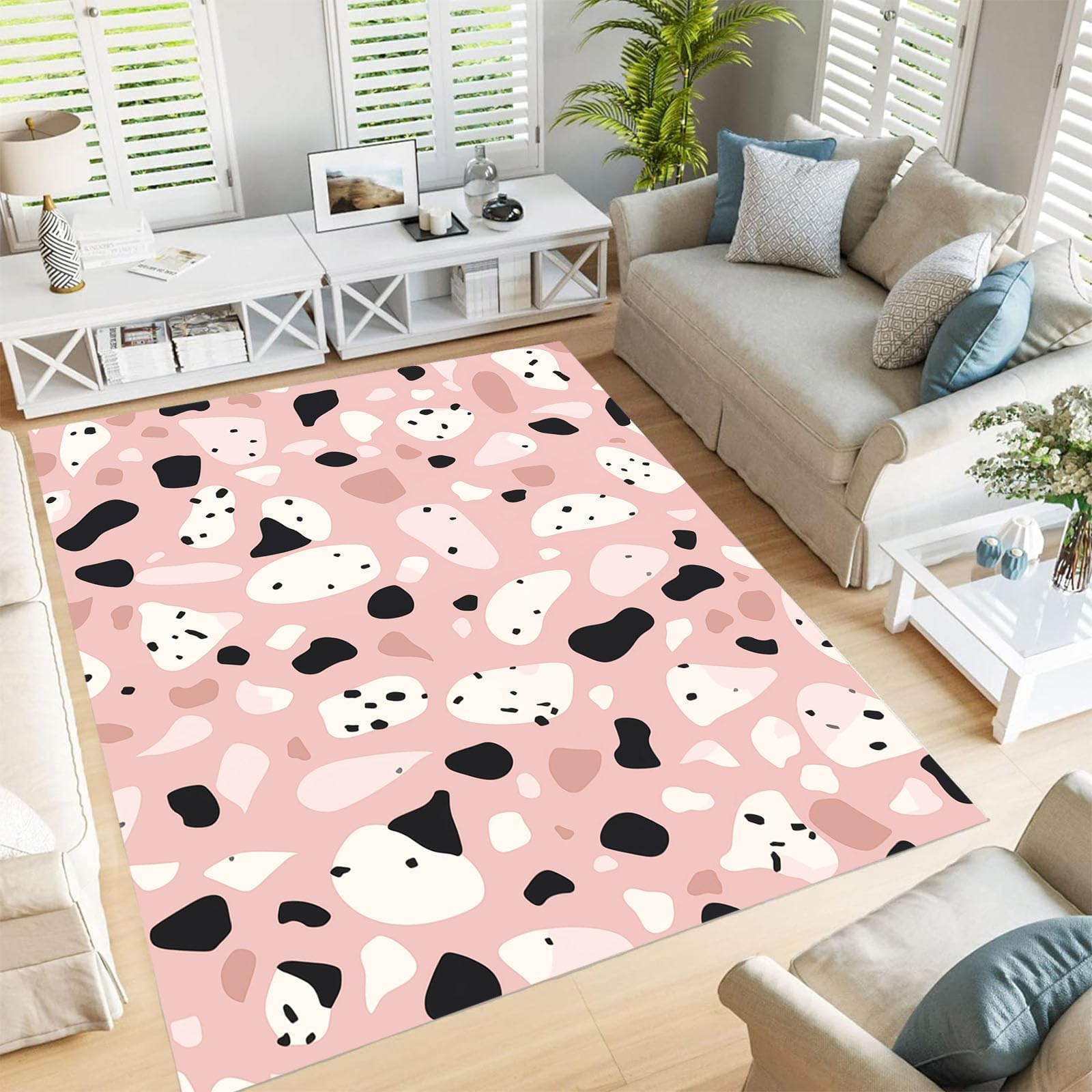 Tapis de chambre fille et garçon doux rose blush pour une décoration de salle de jeu