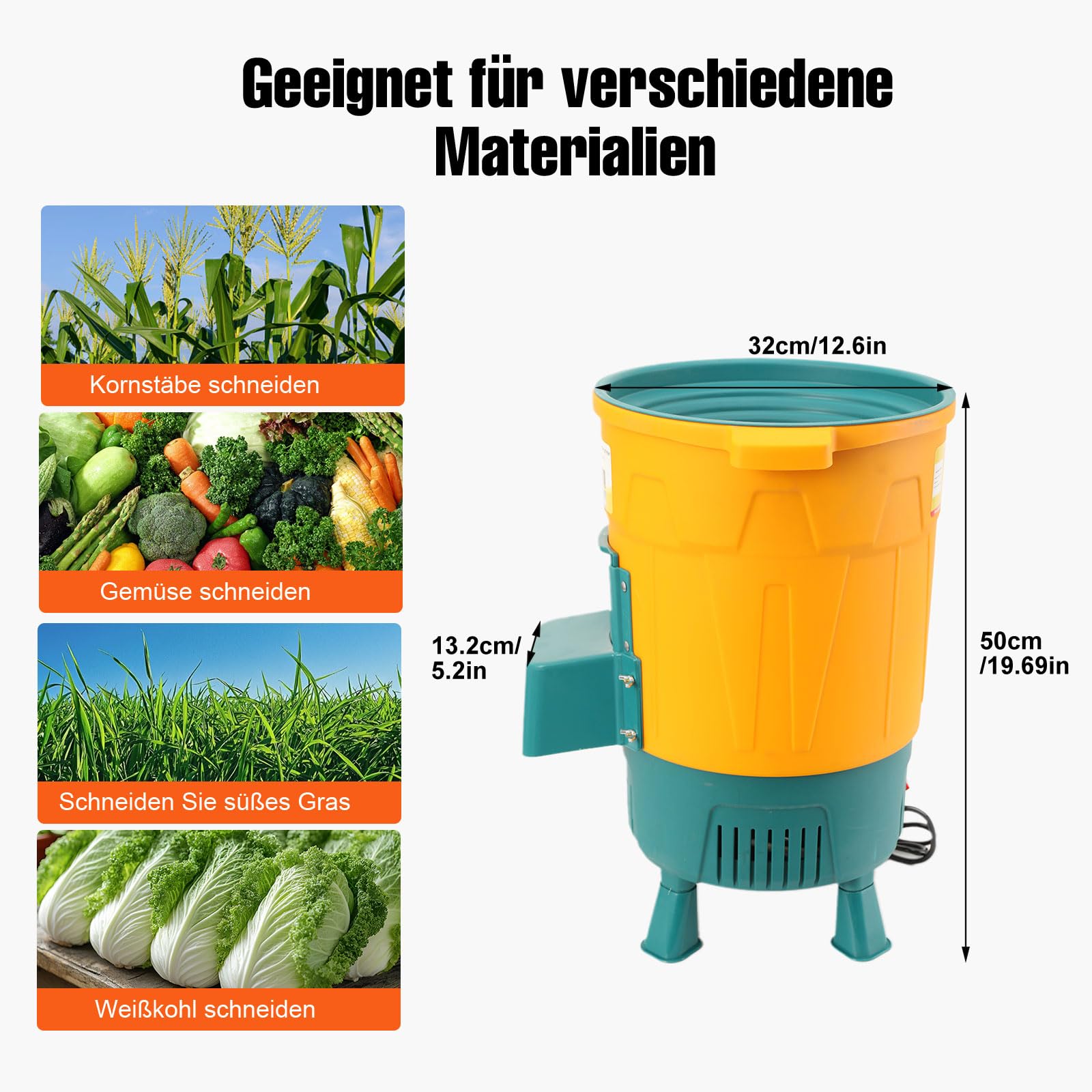 Elektrisch Futterhäcksler Gemüseschneider Grünfutterschneider Grasschneider | 550W Gemüseschneider, Grünfutter, Grashalme, Gemüse, Melonen und Obst Häcksler, für Landwirtschaft, Viehzucht und Viehzucht