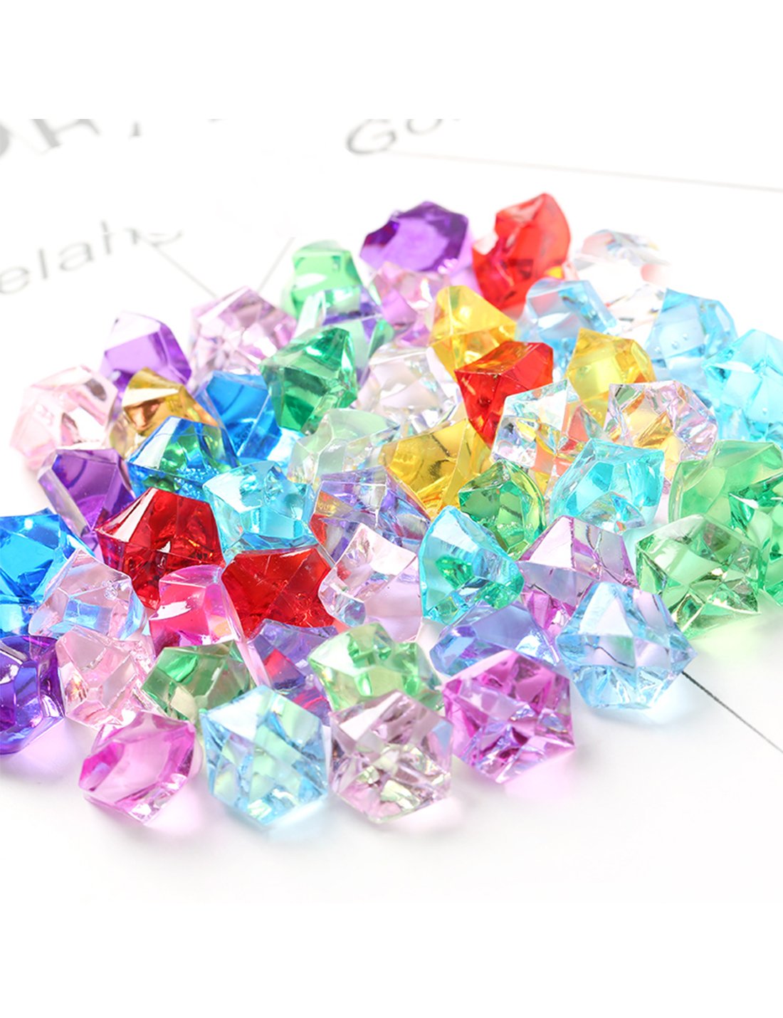 DomeStar Red Fake Crushed Ice Rocks, 150 PCS Fake Diamonds Plastic Ice