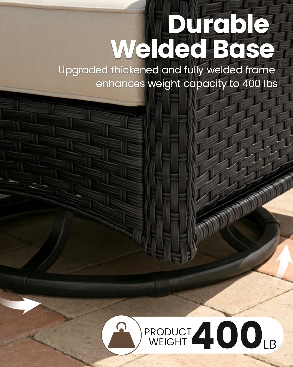 10 Pieces Outdoor Furniture Set with 6-inch Cushions, High Back Wicker Swivel Rocker Chairs with Fire Pit Table, Luxury Conversation Set for Deck Patio and Poolside