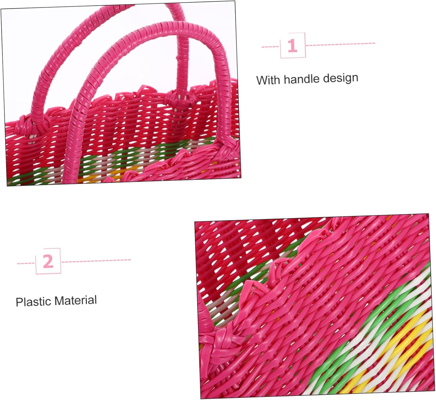 Baskets Plastic Storage Basket Shopping Fruit Decorative for Storage Easy to Carry Random Color