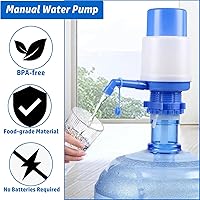Vista 4 de Paquete de 2 bombas de agua manual portátil azul para botella de 5 galones, dispensador de jarra de agua, bomba de agua potable, dispensador de 2