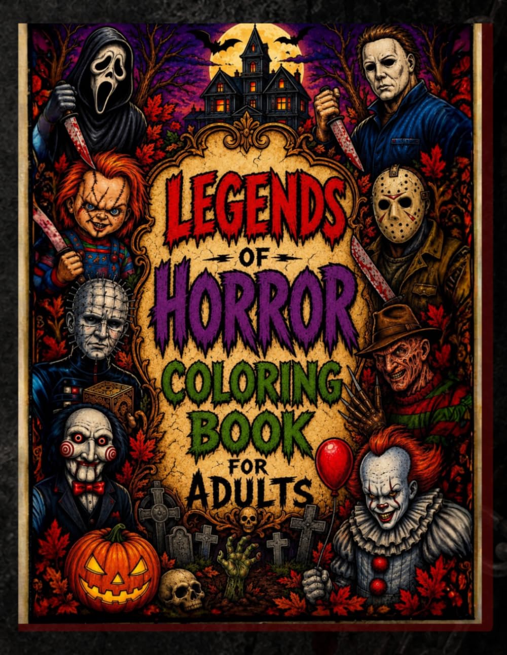 Legends of Horror Coloring Book for Adults