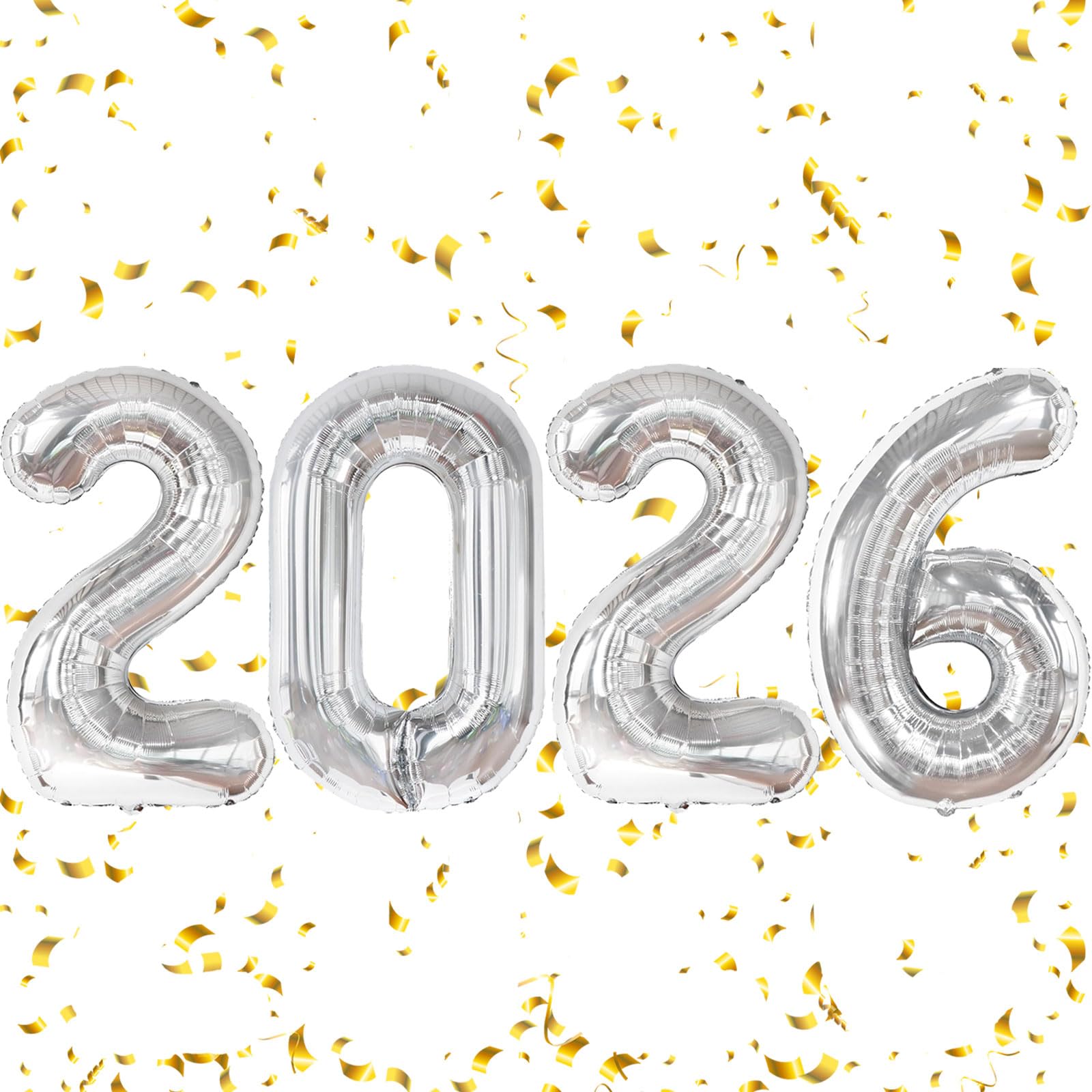 2026 Balloons - 16 Inch 2026 Silver Number New Years Balloons - 2026 Foil Happy New Year Balloons for New Years Eve Party Supplies - News Years