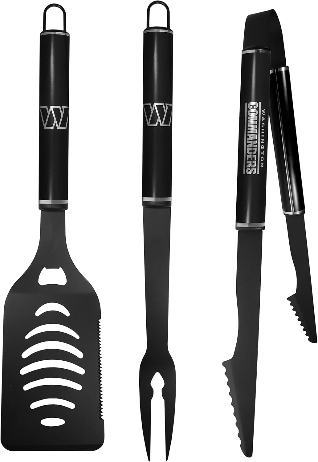 Siskiyou Sports NFL Washington Commanders 3 pc Monochromatic BBQ Set, Black,One Size