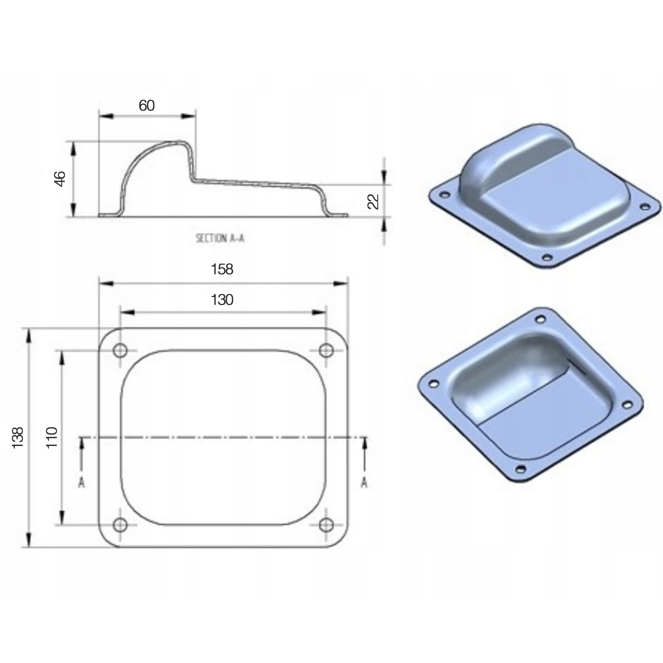 Parachoques de acero galvanizado para puerta batiente, 13,8 x 15,8 cm