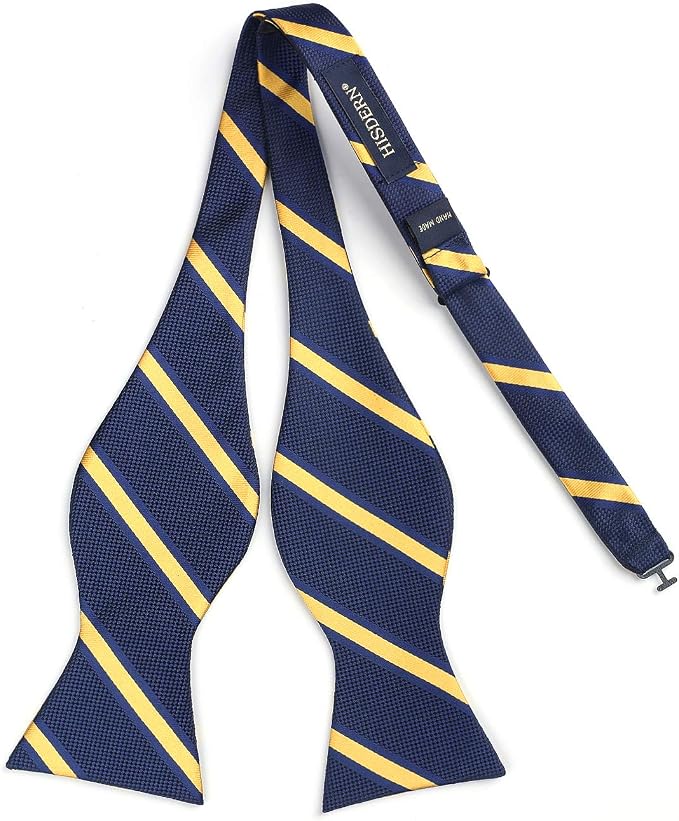 Corbata de moño para hombre rayada con pañuelo a juego miniatura 4