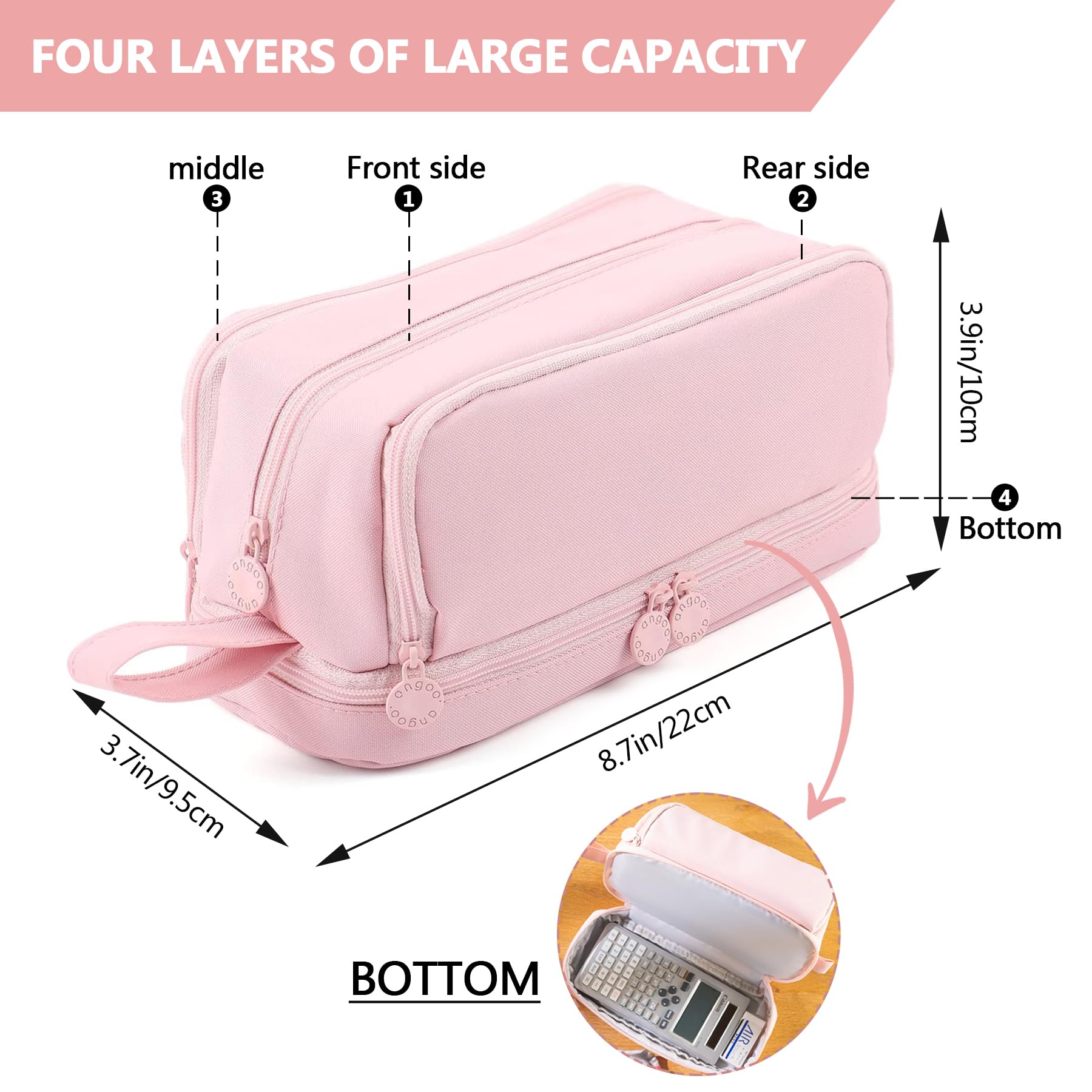 TZEKING School Pencil Case with 4 Compartments, Large Pencil Cases, Capacity Pencil Case, Organizer Holder - Image 2