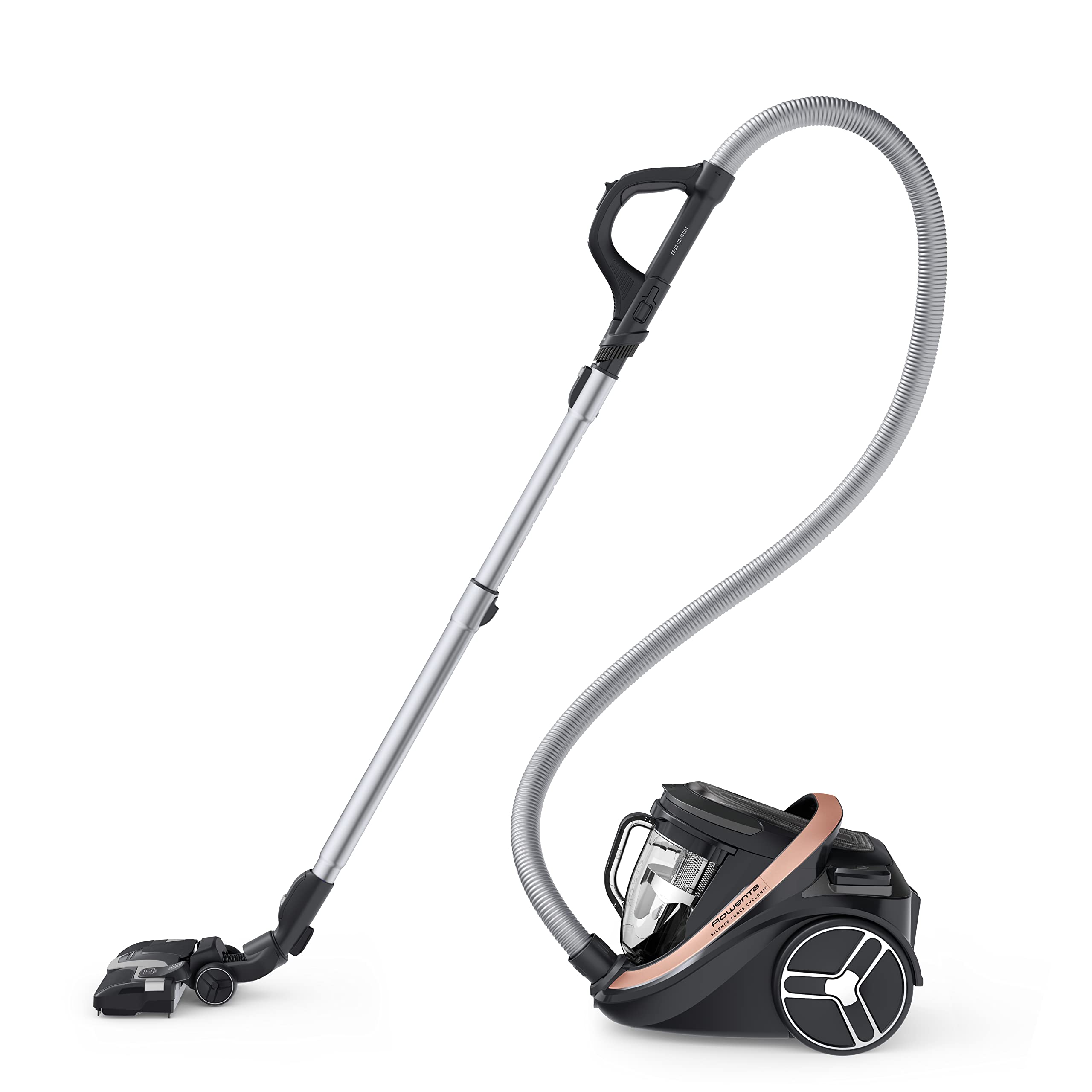 Rowenta Silence Force Cyclonic Effitech beutelloser Bodenstaubsauger, Home und Car, hohe Saugkraft, niedriger Energieverbrauch, HEPA-Filterung, XXL-Fassungsvermögen, Schwarz-Roségold, RO7954