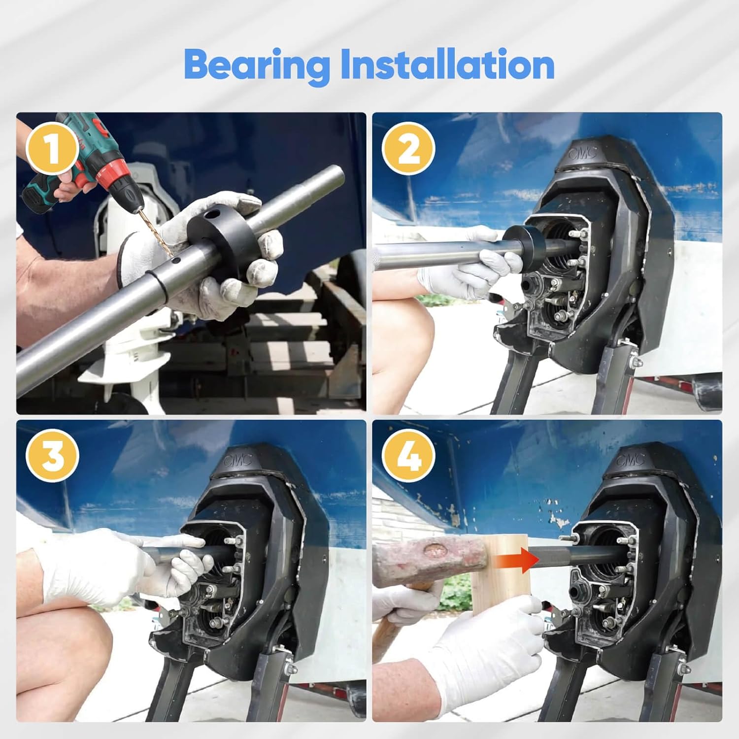 Mercruiser Alignment Tool Bearing Puller: Steel Heavy Duty Boat Kit Set - Replace Repair Gimbal Bearing Engine-to-Drive Alignment for Alpha One, Bravo, MR, OMC, Volvo | No Pre-drilled Hole