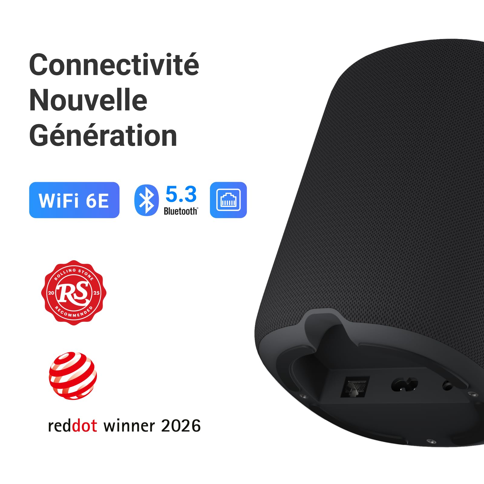 WiiM Sound, Enceinte Intelligente Hi-Res avec WiFi et écran Tactile, Noir | Puissance crête 100W 2.1 stéréo, AI RoomFit, audio multi-pièce, appairage stéréo, Wi-Fi 6E, télécommande vocale incluse
