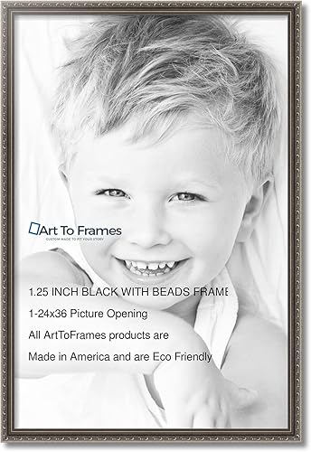 Miniatura 3 de ArtToFrames Marco de fotos de madera de color plata envejecida y con cuentas de 24 x 36 pulgadas