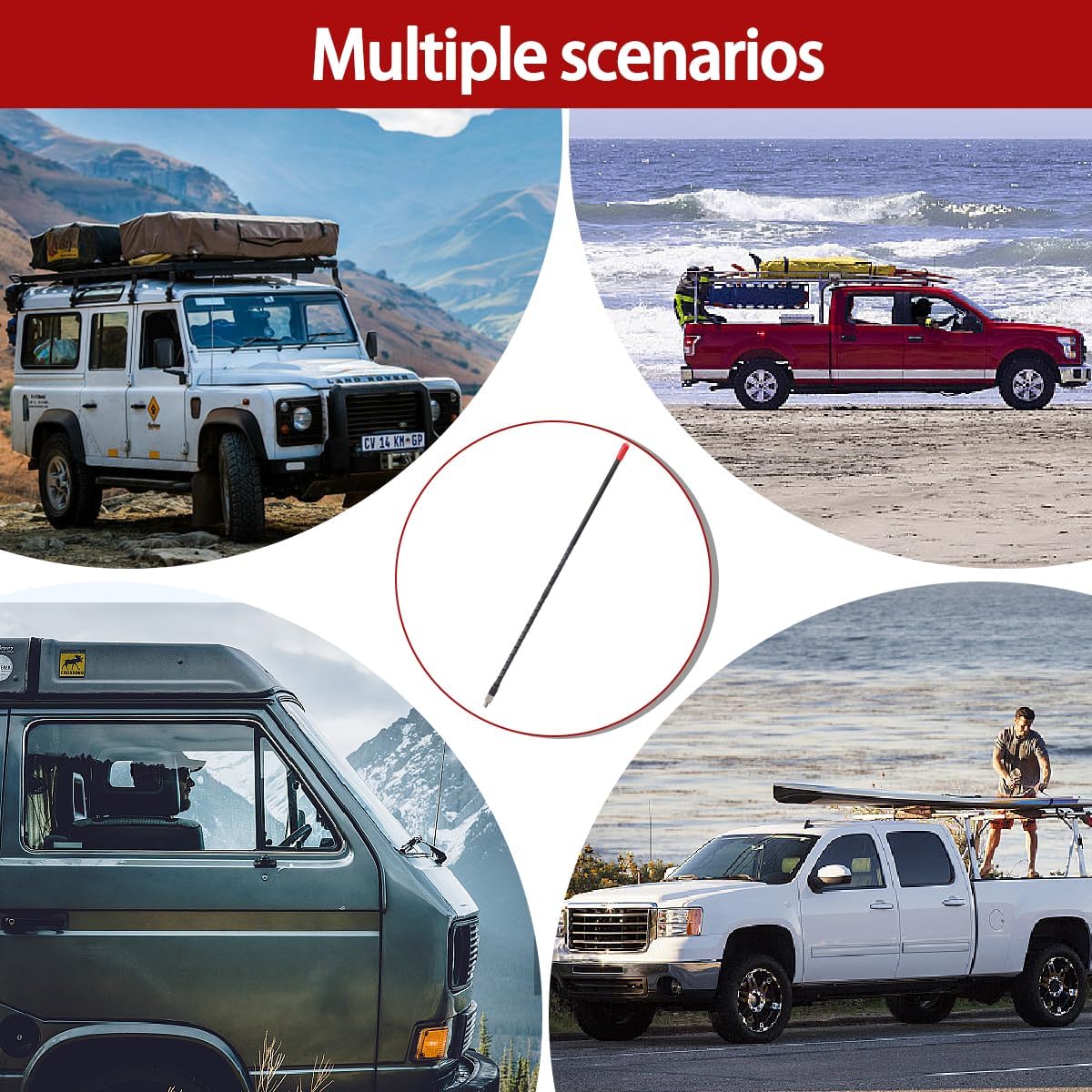 CB Radio Antenna Whip Fiberglass Antenna 2’ Foot with SO239 Stud,Single Groove Mount,Heavy Duty Stainless Steel Spring