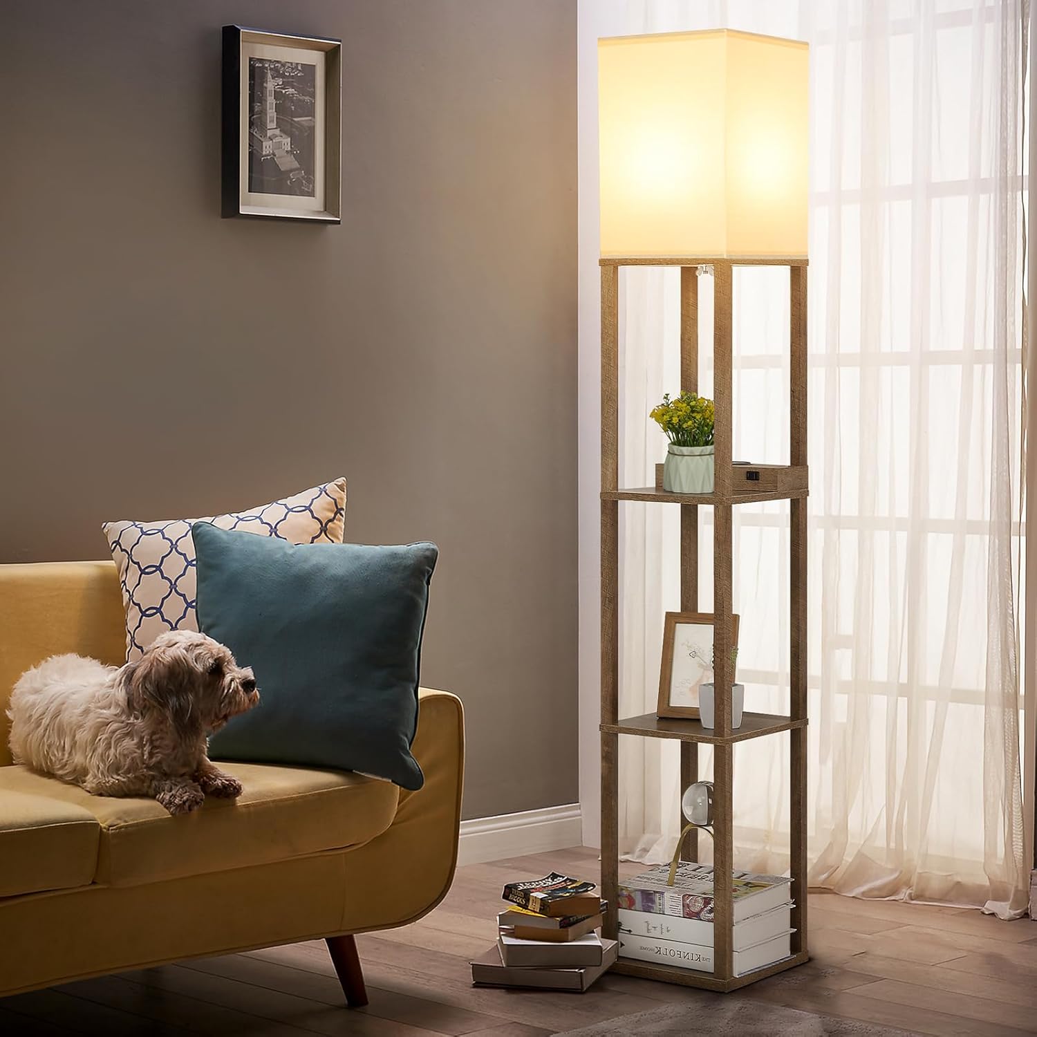 Illuminate & Simplify: The Modern Mlambert Floor Lamp with Wireless Charging and Storage!