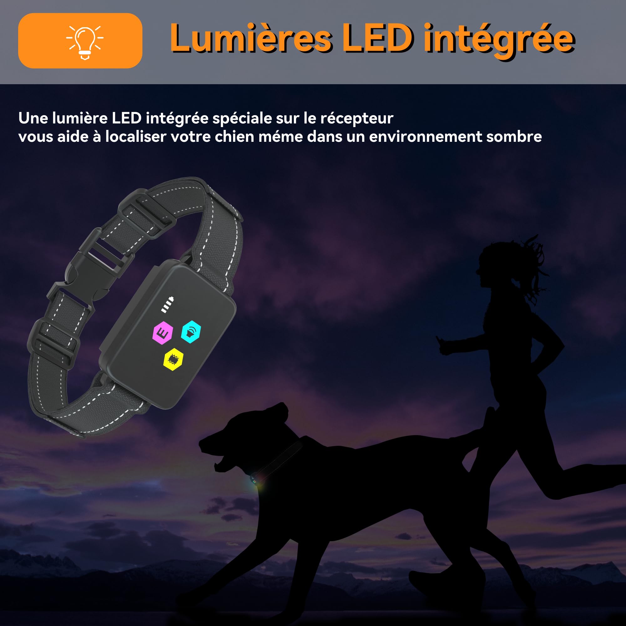 Meloive Collier de Dressage pour Chien,Portée de 3000 Mètres,3 Modes Vibration/Choc Électrique/Son avec Verrouillage de Sécurité,Collier Rechargeable pour Gros Petit Chien