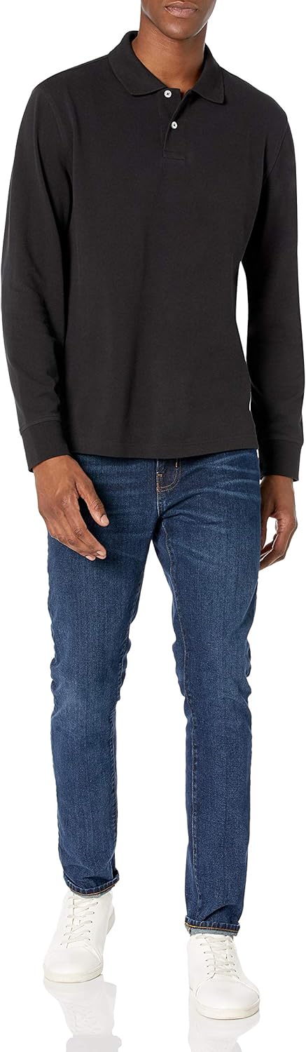 Amazon Essentials Mens Long Sleeve Polo Shirt with Collar, Regular-Fit Pique - Image 4